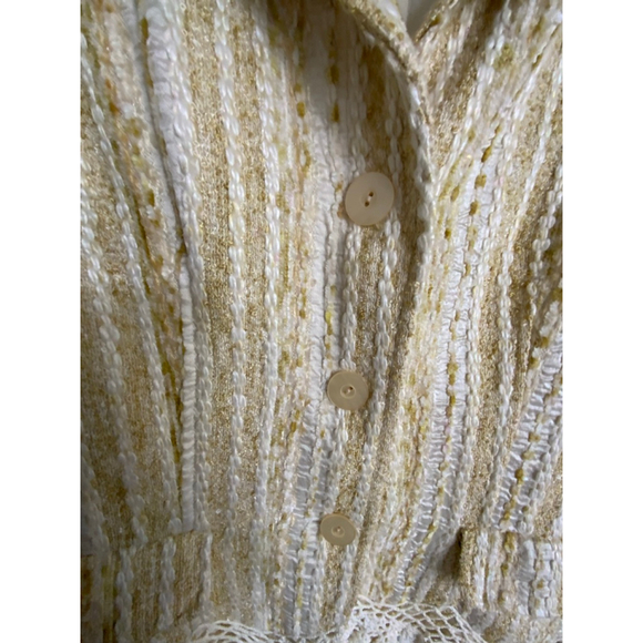 Simon Chang Beige Lace Trim Blazer Jacket Size 10 - Picture 8 of 11